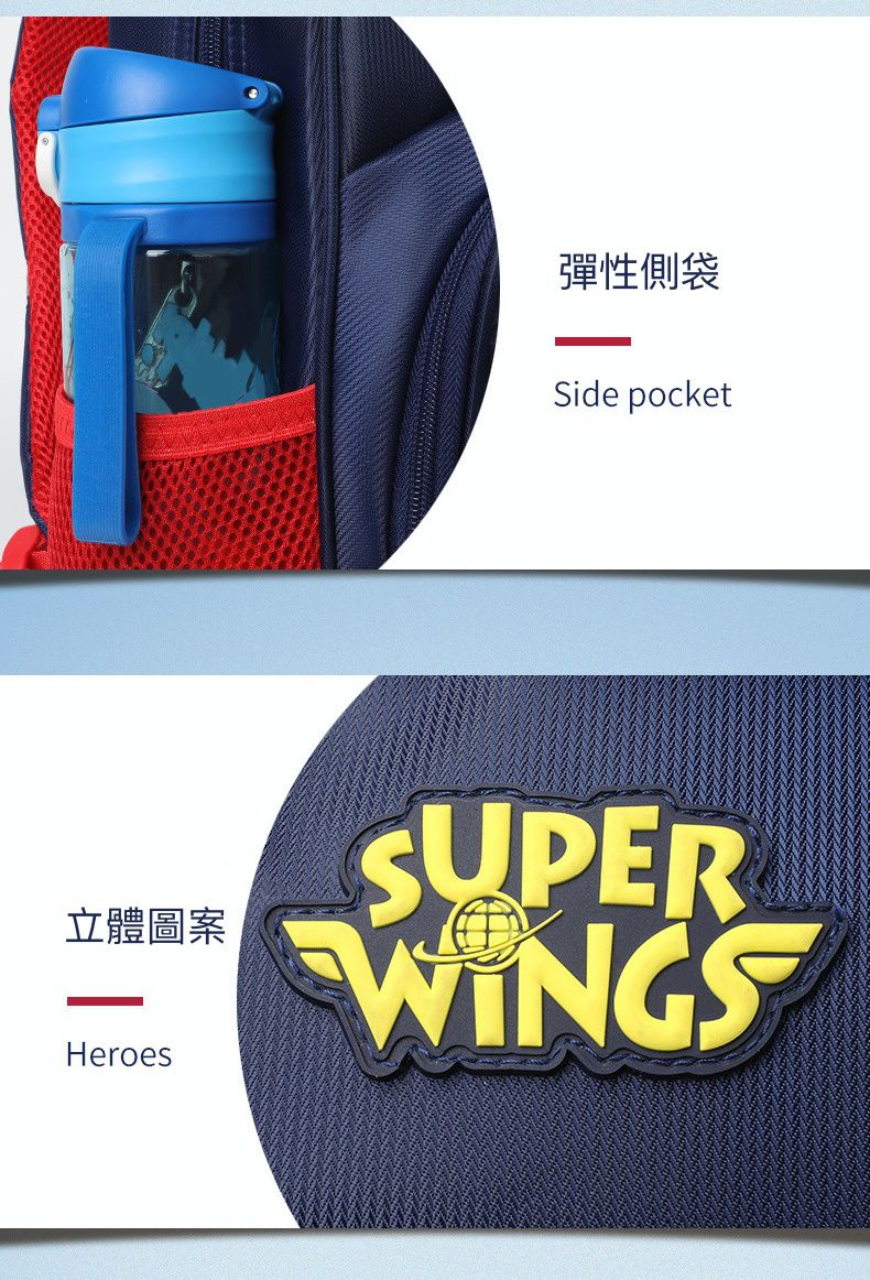 大容量輕量透氣書包-卡通人物杰特與小夥伴-印花藍 (建議90~120cm)-28x17x38cm