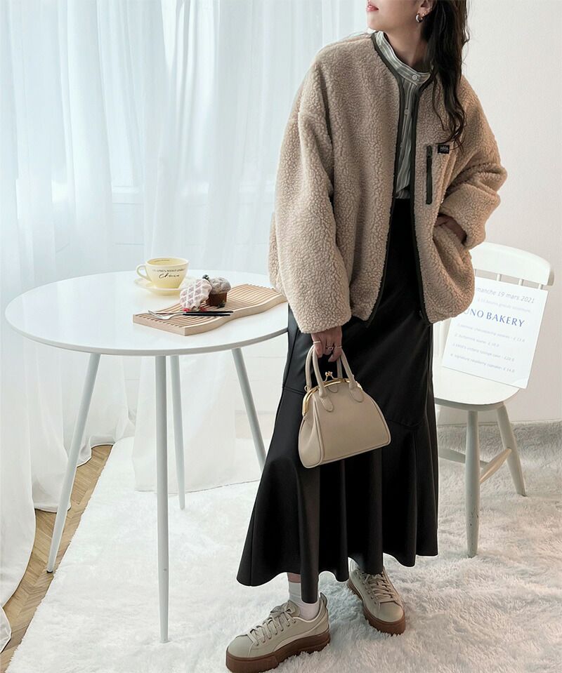 日本 Classical Elf - 2WAY泰迪熊短絨飛行外套-淺米x米杏