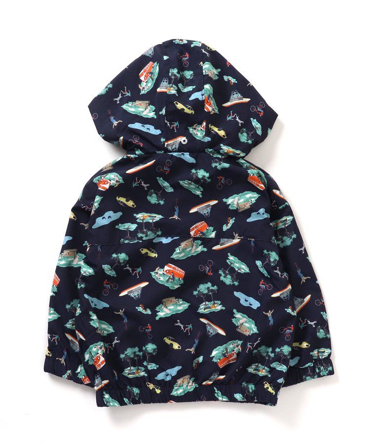 日本 BREEZE - 潑水加工 繽紛連帽防風外套-萊姆