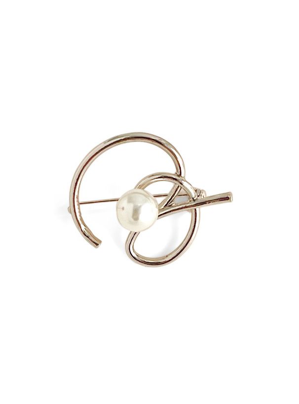 日本 GRL - 浪漫感毛海針織上衣(附珍珠胸針)-藍 (F)