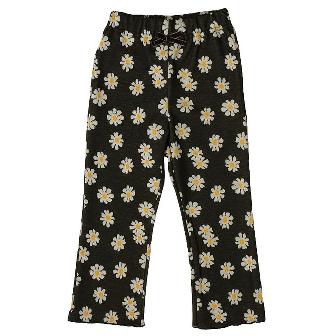 akachan honpo - 10分褲-小花圖案緹花-黑色