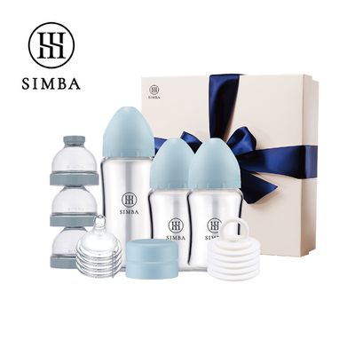 Simba 小獅王辛巴 - 蘊蜜質金玻璃寬口奶瓶新生經典禮盒-晨藍
