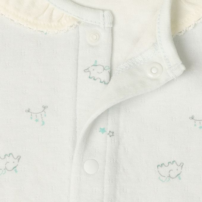 akachan honpo - 長袖蓬鬆有機棉連身衣-淺綠色 (50～70cm)