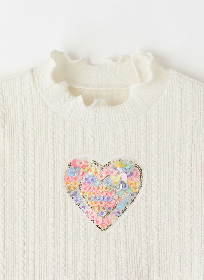 韓國 OZKIZ - 星星亮片愛心歐若拉網紗洋裝-象牙白