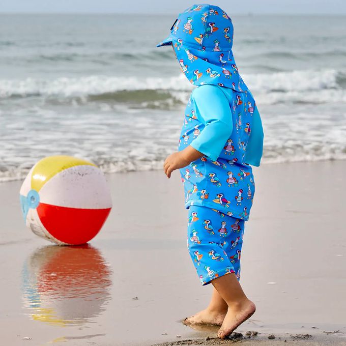 英國 JoJo Maman BeBe - 嬰幼兒/兒童兩件式防曬泳裝-海鷗家族