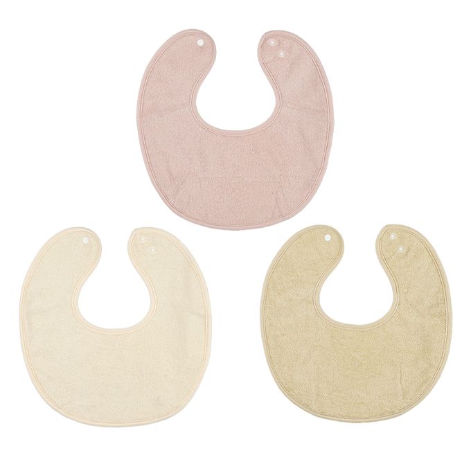 akachan honpo - 大圍兜3件組 毛巾布-粉紅色 (50~80cm)