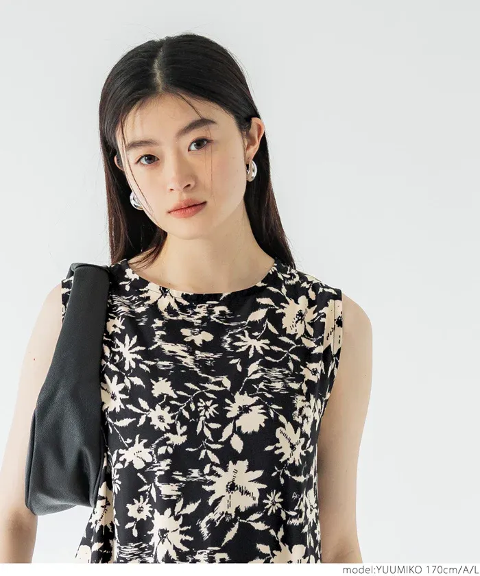 日本 COCA - 海島風情印花無袖洋裝-繽紛