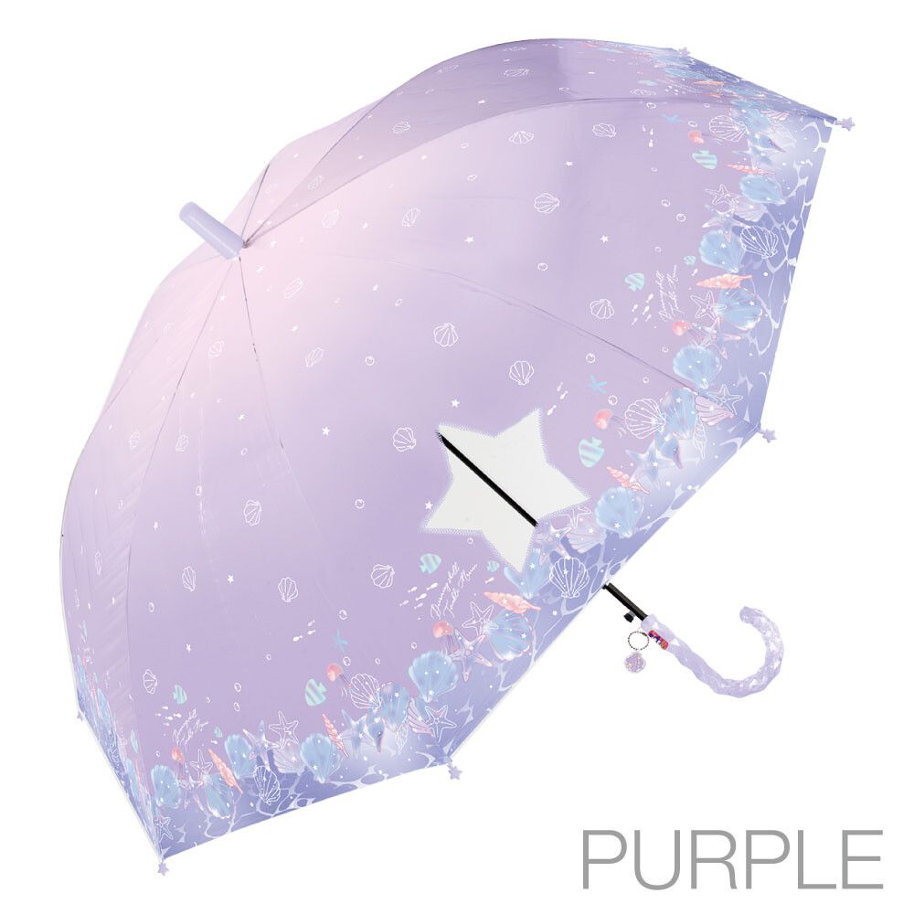 日本中谷 - 透明窗設計兒童雨傘/直傘-夢幻海洋-水藍 (55cm(身高130cm以上))