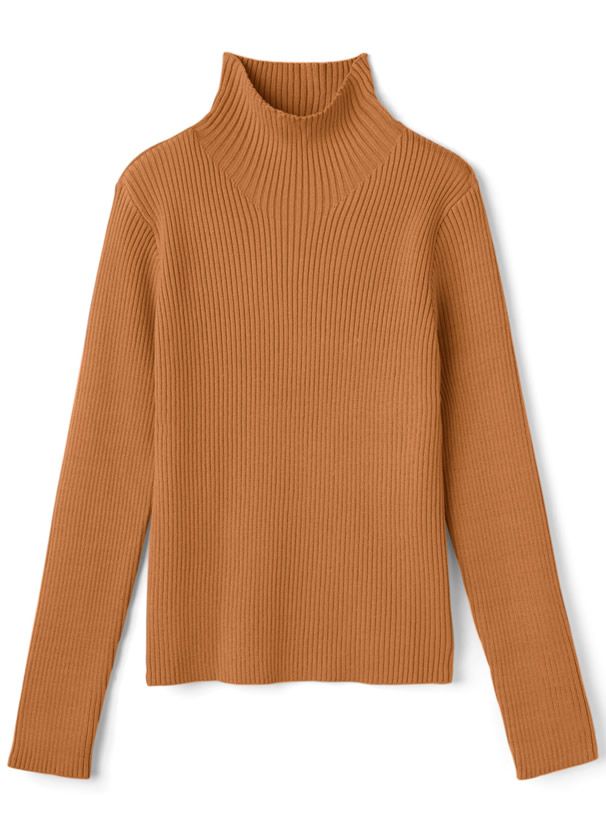 日本 GRL - 立領顯瘦彈性羅紋長袖上衣-皇家藍