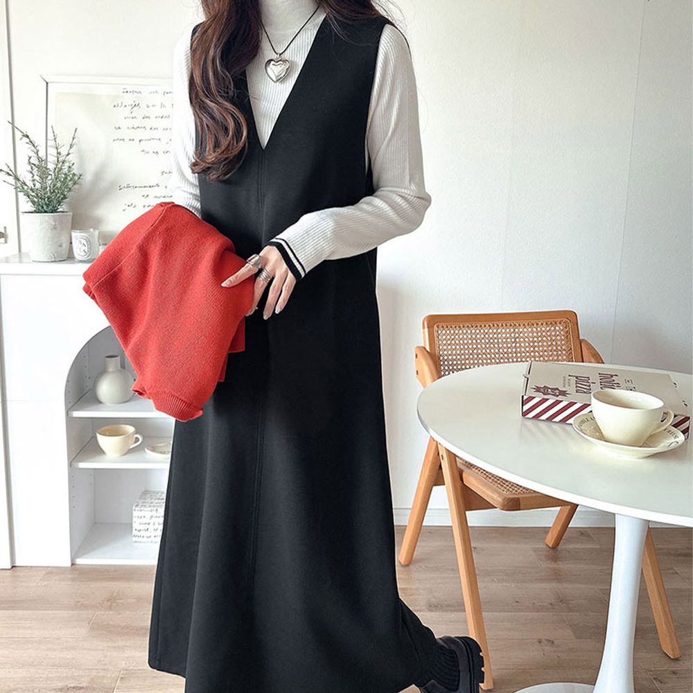 前後2way率性拉鍊時尚背心裙-黑