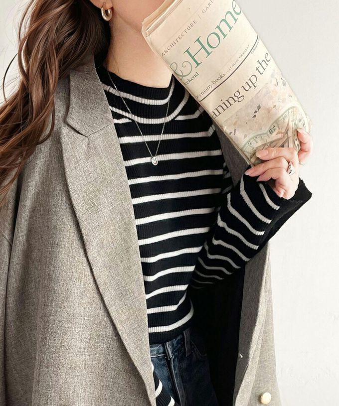 日本 Classical Elf - 時尚金釦修身羅紋長袖上衣-象牙白