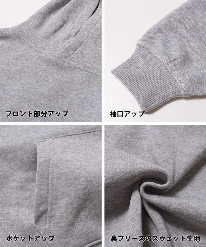 日本 COCA - fleece刷毛輕量寬鬆抽繩帽T-孩子-簡約黑