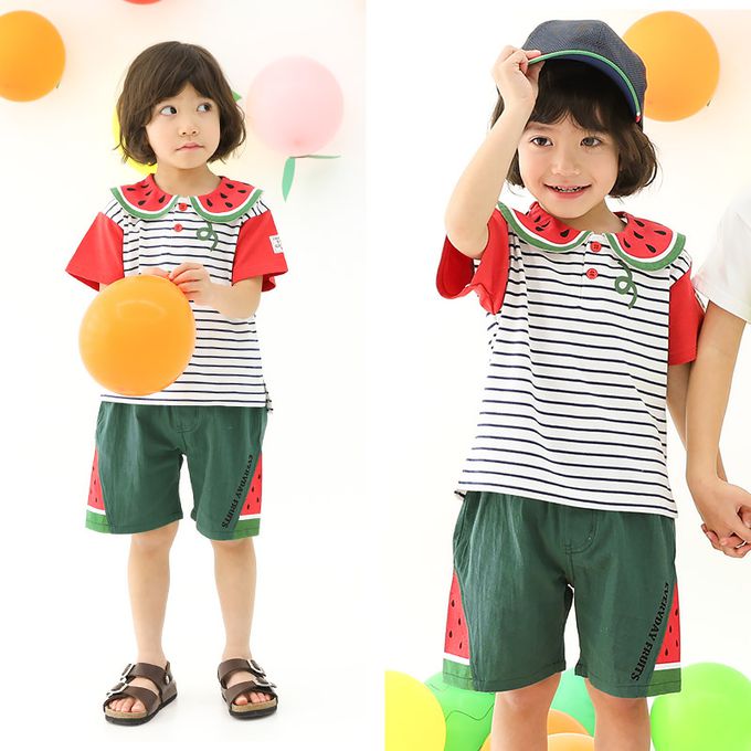 日本 ZOOLAND - 100%棉 水果切片印花舒適短褲-西瓜