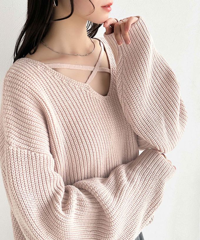 日本 Classical Elf - mily bilet 前後2way氣質粗針織上衣-黑