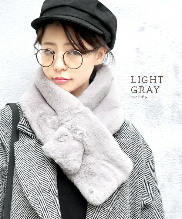 日本 zootie - 柔軟長刷毛交叉保暖圍巾-摩卡