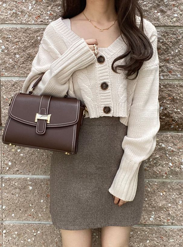 日本 GRL - 千鳥格紋百搭短裙-深灰