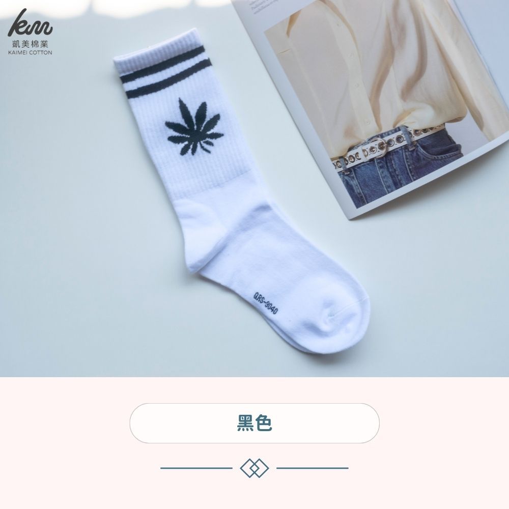 MIT台灣製 精梳棉2/2純棉女襪 細條葉子款-隨機出色 (12雙組)