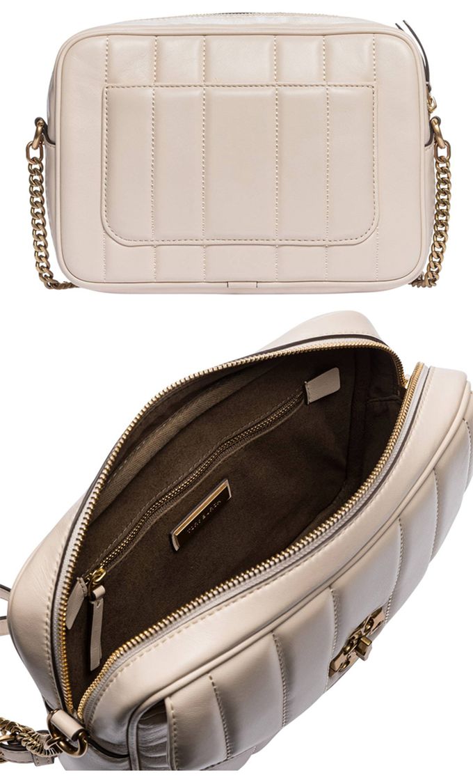 Tory burch - 銜縫皮革相機包 (白色)