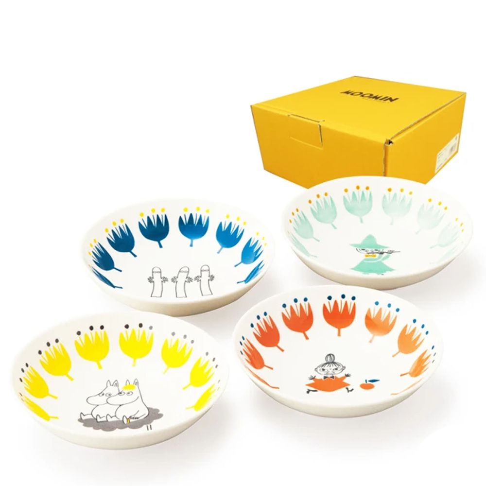 日本山加 yamaka - moomin 嚕嚕米彩繪陶瓷碗禮盒-MM1000-185-4入組