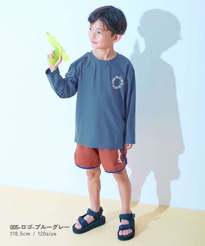 日本 devirock - 90%抗UV 舒適寬鬆玩水衣／泳衣-背後花朵-薄荷綠