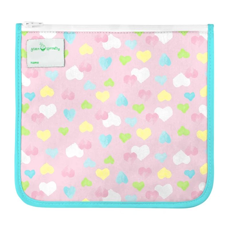 美國 green sprouts - 小綠芽可攜式、具保溫功能食物袋/零食袋與/三明治袋/小物收納袋 (可放三明治/食物/固齒器/奶嘴) 兩入組-蝴蝶甜心