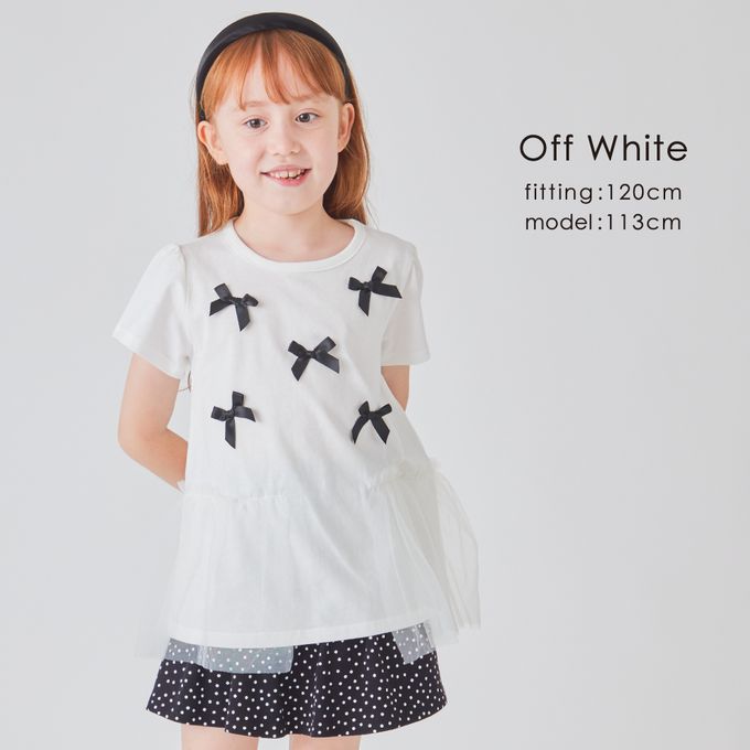 日本 evercloset - 蝴蝶結薄紗拼接短袖上衣-粉紅