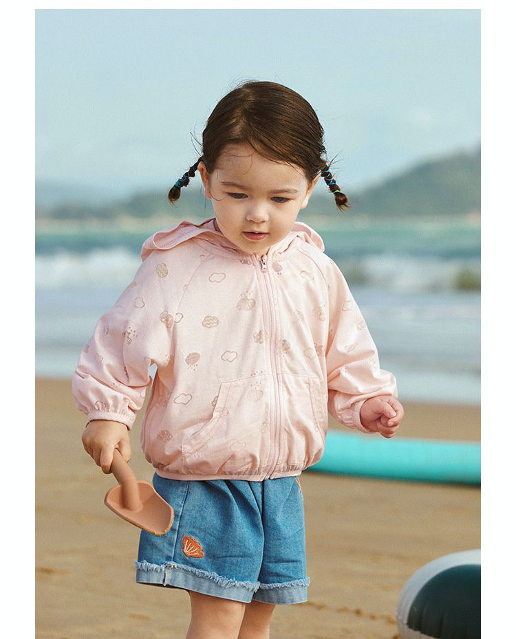 輕薄防風連帽外套-雲朵-粉色