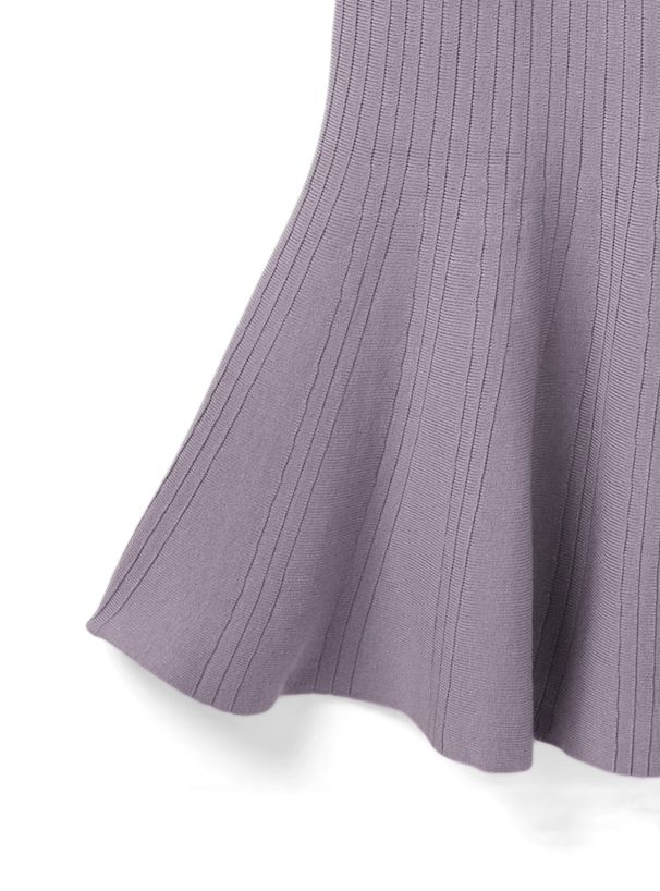 日本 GRL - 立領彈性羅紋兩件式短袖洋裝-淺米杏