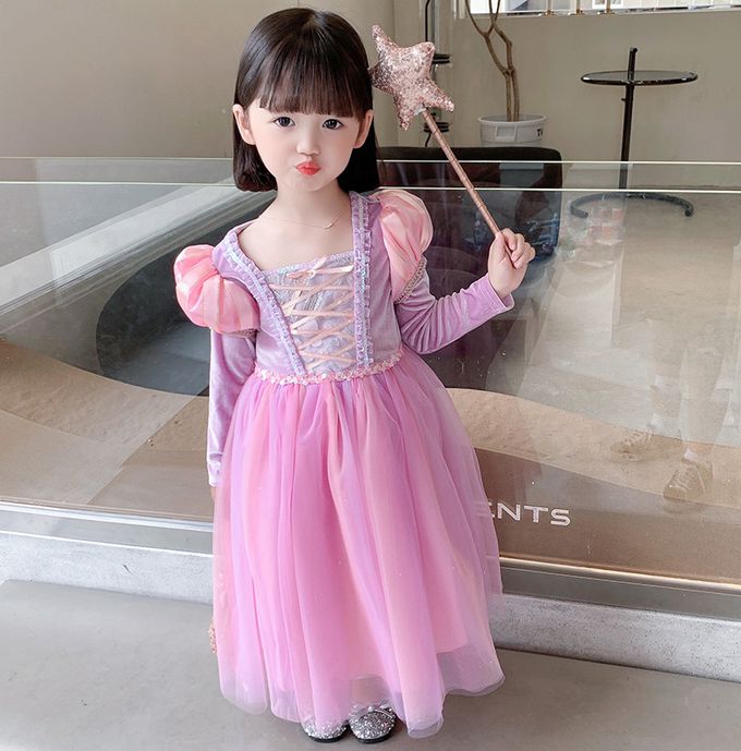 魔法公主長袖洋裝-紫色