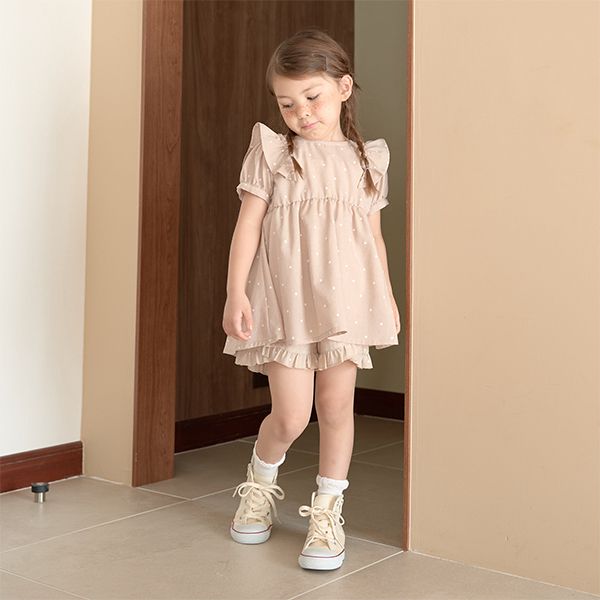 日本 Lycee mine - 可愛滿點荷葉摺邊短褲-格紋-草綠