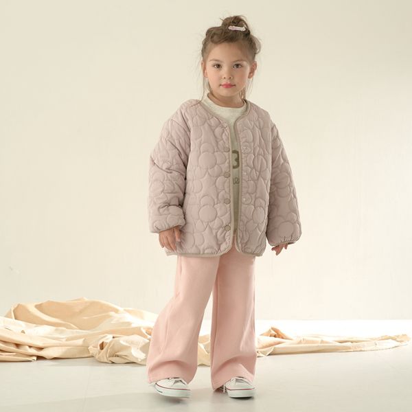 日本 Lycee mine - 夢幻少女造型絎縫鋪棉外套-花朵-粉紅