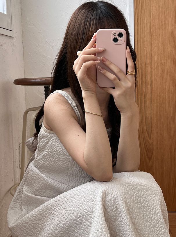 日本 GRL - 可愛後扭結泡泡袖吊帶裙-淺米杏 (F)