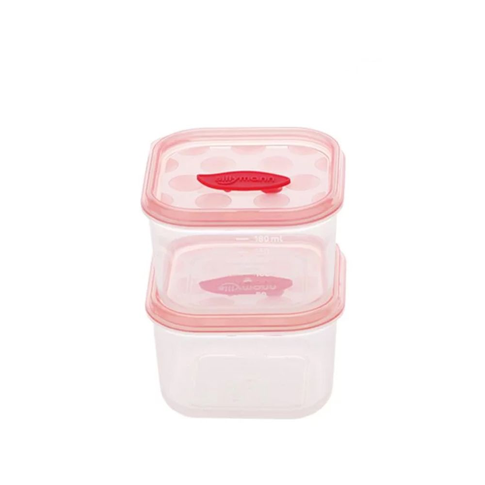 韓國 sillymann - 100%鉑金矽膠副食品保鮮盒-180ml(2入裝)-粉色-180ml