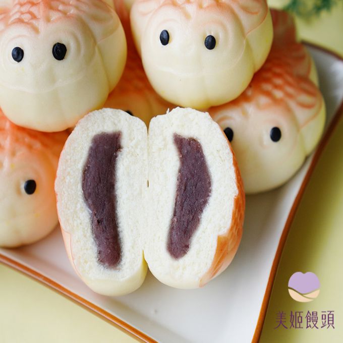 美姬饅頭 - 小金魚鮮乳造型紅豆包-50g/顆*6入裝