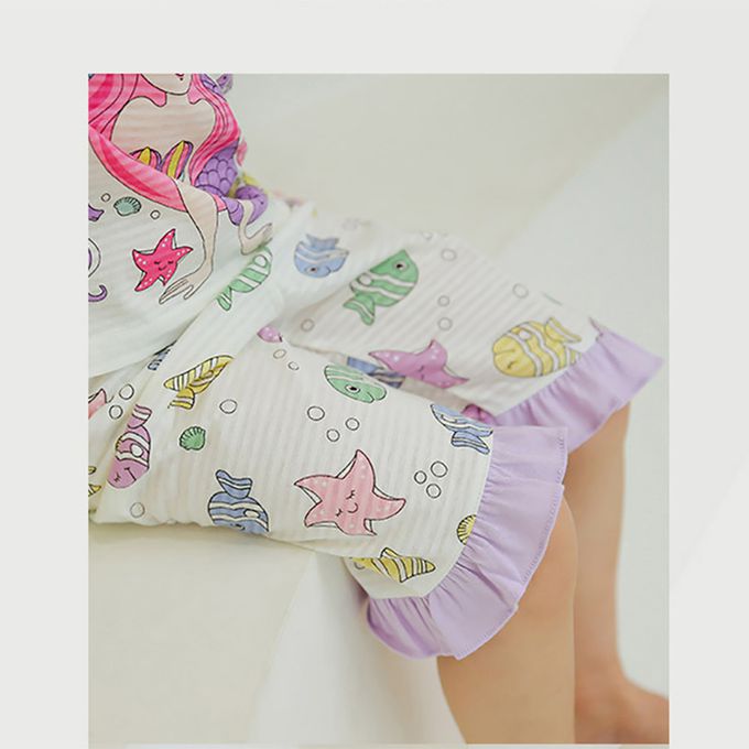 正韓 Puco - 超優質嬰幼兒/兒童七分袖100% 有機純棉家居服/睡衣-美人魚