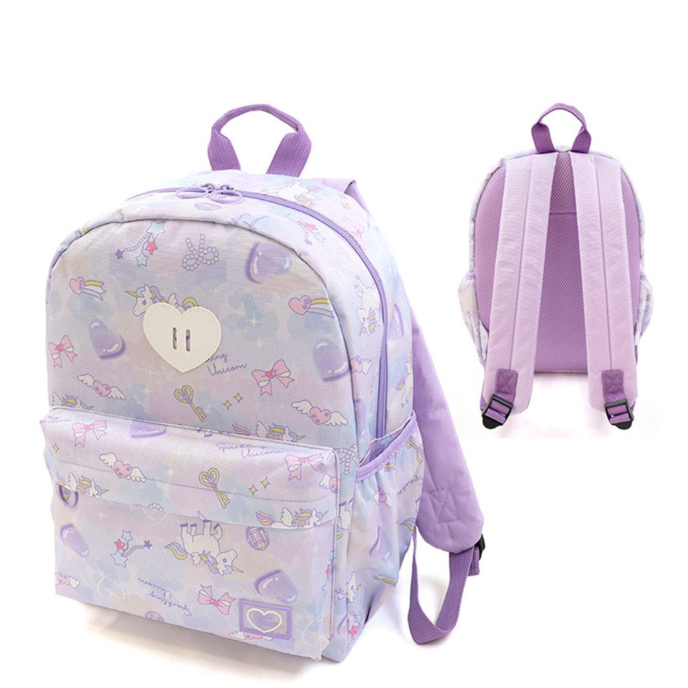 機能大容量童趣風減壓兒童背包(14L)-夢幻獨角獸-紫 (35x26x14cm)