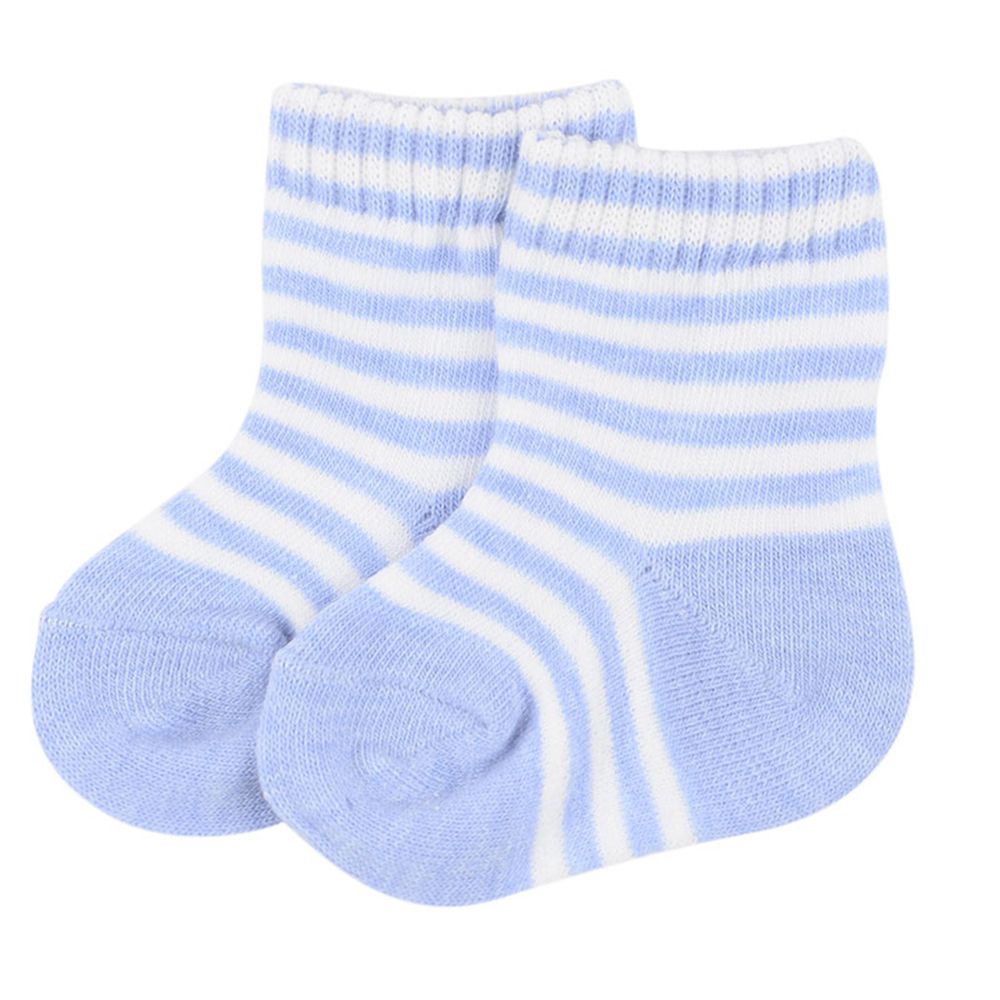 akachan honpo - 橫紋襪-淺藍色 (7～9cm)
