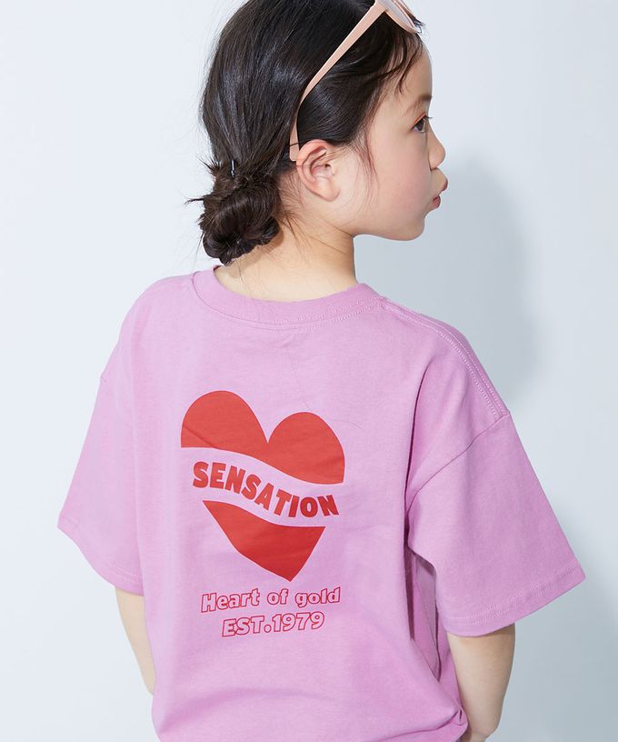 日本 devirock - 100%棉 定番可愛女孩印花短袖上衣-玫瑰-白