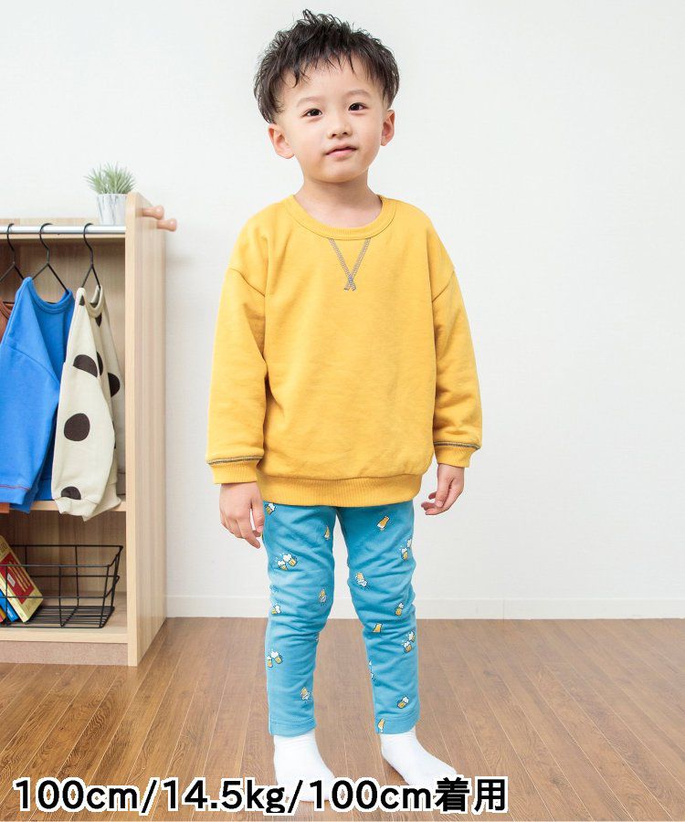 日本 BREEZE - 休閒百搭鬆緊長褲(9分丈)-碎花-淺鵝黃