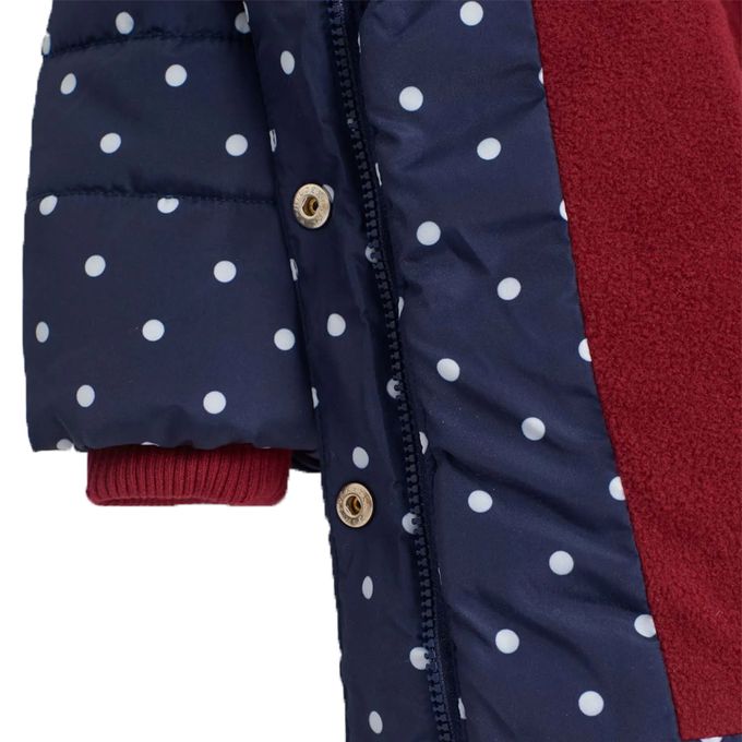 英國 JoJo Maman BeBe - 鋪棉蓬鬆保暖刷毛外套-水玉點點