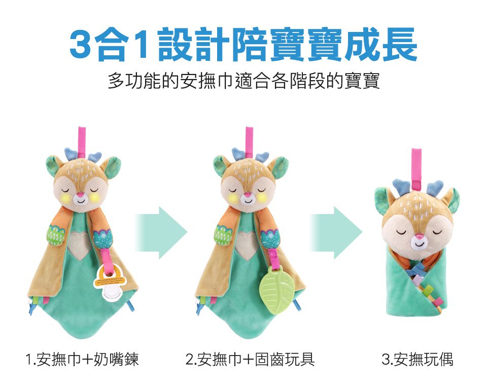 Vtech - 3合1小鹿音樂安撫巾