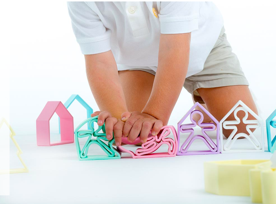 西班牙 dëna - 多功能益智軟積木/疊疊樂 小人物+小房子-夢幻藍