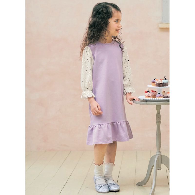 日本千趣會 - GITA 撞色八分袖魚尾洋裝-薰衣紫x水玉