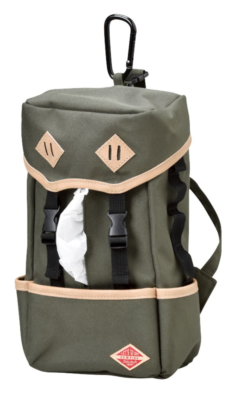 日本 Seto Craft - 露營風 背包造型衛生紙套-綠 (17x10x25cm)