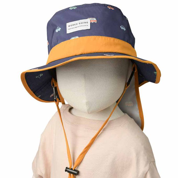 akachan honpo - 防潑水漁夫帽-滿版印花-深藍色