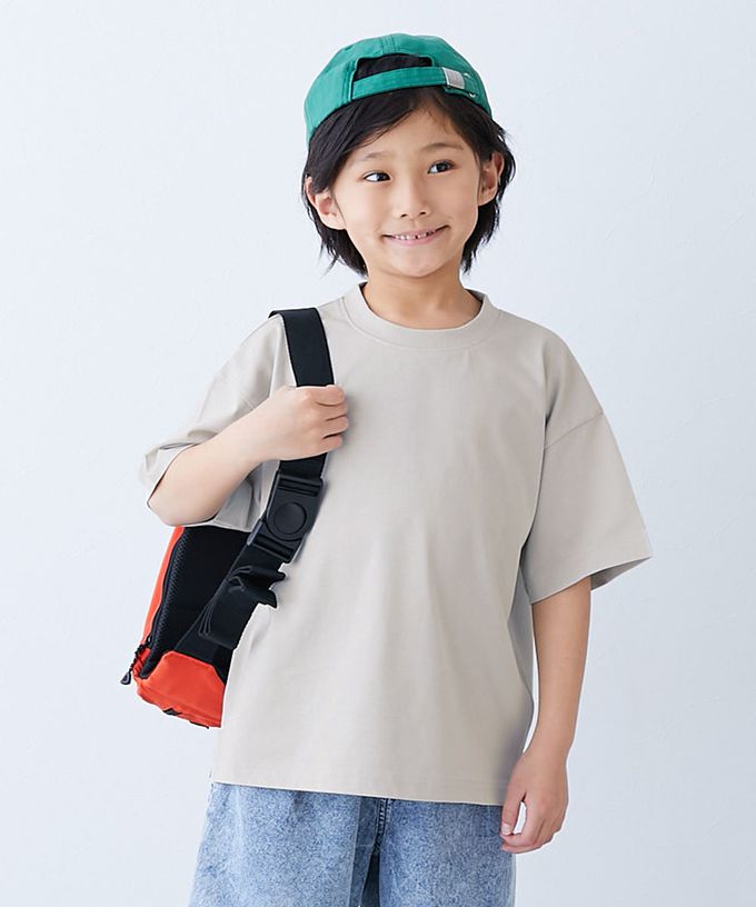 日本 devirock - 接觸涼感 落肩廓形素色短袖上衣-薄荷綠