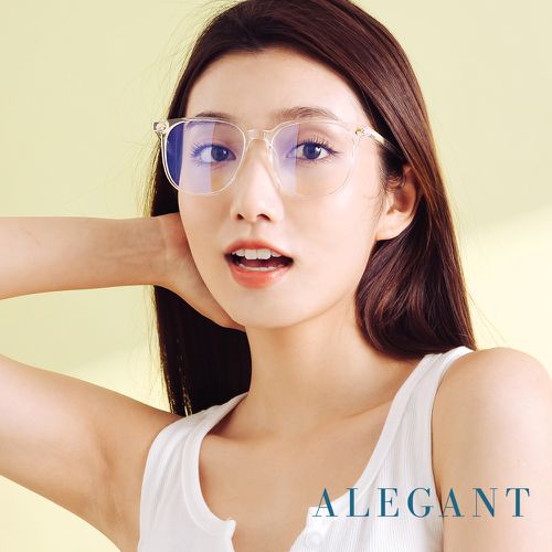 ALEGANT - 輕感舒適質感TR90輕量空輕透方框UV400濾藍光眼鏡