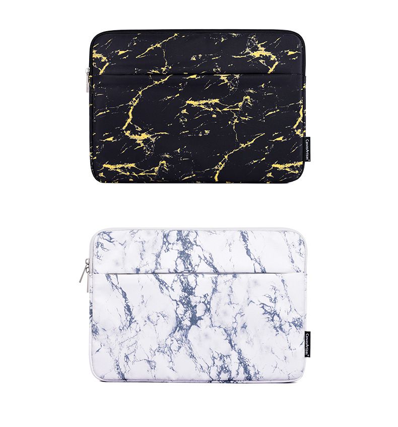 防潑水電腦包-大理石紋黃色