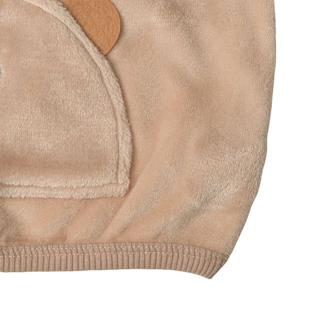 akachan honpo - 長袖休閒上衣-圖案 刷毛-淺卡其色