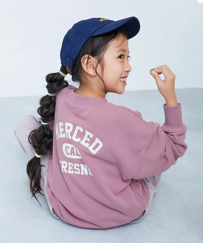 日本 devirock - 熱銷定番 印花縮口長袖上衣-MERCED-粉紫